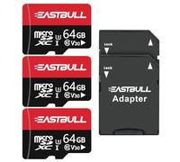 Micro SD Memory Cards, 64GB, Micro SDHC Memory Card + SD Adapter, Smartphones, Desktop Computers and Drones, U1 C10 V10, Full HD and 4K UHD, TF Card 3 Pack + 2 Adapters