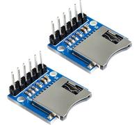 Micro SD TF Card Module Reader 3.3V SPI, 2 Pack Presoldered, for Arduino | Pop Up Socket, Labeled 6 Pin Header, 18.5 x 17.5 mm Board, Works With ESP32 and Raspberry Pi, Free Tutorials