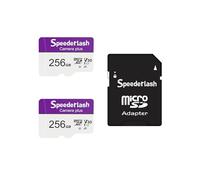 Micro SDXC Memory Card 256GB 2 Pack, Speederlash Camera Plus TF Card with Adapter, Up to 100MB/s Read Speed, 4K UHD&5K Video Support, U1 V30 A1 Rated, Waterproof, for Security Camera, Dashcam, Drones