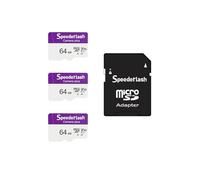Micro SDXC Memory Card 64GB 3 Pack, Speederlash Camera Plus TF Card with Adapter, 90MB/s Read Speed, 4K UHD&5K Video Support, U1 V30 A1 Rated, for Security Camera, Smartphone, Drone, Tablet, PC