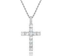 Micro-Set Cubic Zirconia Key Cross Pendant Cuban Link Chain Hip Hop Unisex Necklace Stackable Layered Jewelry Gift