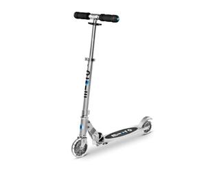 Micro Sprite Scooter Folding Silver Led Light Up Wheels 2 Wheels Lightweight Frame With Adjustable Handlebar Age 5-12 Scooters Lightweight