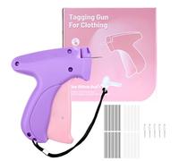 Micro Stitch Gun for Clothes, Stitchy Quick Clothing Fixer, Portable Clothes Tagging Gun, Sewing Tools Set Include 6 Needles, 1000 Black and 1000 White Fasteners, for Cloth, Socks, Hats(Purple Pink)