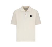 STONE ISLAND Mens Micro Stitch Organic Cotton Compass Polo Shirt - Colour: V0093 Ivory - Size: Large