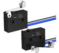Micro Switch with Lever Waterproof IP67 Sealed Roller Lever Limit Switch SPDT 3 PIN Pre-Wired Micorswitch 5A 250VAC -2PC