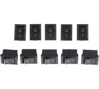 Micro Switches 10 pcs/lot KCD1 15 * 10mm 2PIN Boat Rocker Switch SPST Snap-in on Off Position 3A/250V Mini(Nero)