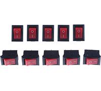 Micro Switches 10 pcs/lot KCD1 15 * 10mm 2PIN Boat Rocker Switch SPST Snap-in on Off Position 3A/250V Mini(Rosso)