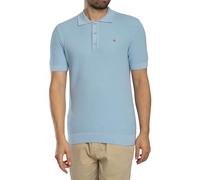 Micro Textured Cotton Polo Shirt Fresh Blue S