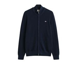 Micro Textured Cotton Zip Cardigan - male - Gant - Cardigans - Blue - L - Knitwear L