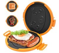 Micro Toastie Maker, Microwave Toasted Sandwich Maker Wireless Silicone Sandwich Grill Non-stick Coating & Rapid Heating Bread Baking Pan for Cooking Delicious Crispy Sandwiches (Round Orange)