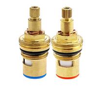 Micro Trader Replacement Tap Valves Brass Ceramic Disc Insert Gland Cartridge Cold/Hot Water 1/4 Quarter Turn 20 Teeth G 1/2"