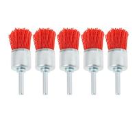 Micro Traders 5 Pcs Red Nylon Abrasive Wire Brush Head 25x6mm Suitable for Handheld Vertical Drilling Battery Screwdrivers