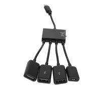 Micro USB 2.0 4 Port Data Hub Otg Dock Adapter Black Abs