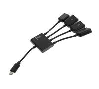 Micro USB 2.0 4 Port Hub Adapter with Charging Otg Black Abs | Plug and Play Expansion, for Tablet and Smartphone Connections, Multi-port Design with Data Support