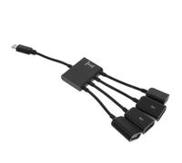 Micro USB 2.0 Hub 4 Port ABS Otg Adapter for Smartphone | Plug and Play, No Driver Required, Black Finish, USB Flash Drive Support, Multi Port Expansion