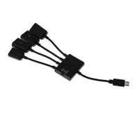 Micro USB 2.0 Hub 4-port Otg Adapter with Charging Control | ABS Black Housing, Portable for Tablet Productivity, Supports Keyboard and Mouse Use on Devices