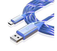 Micro USB Cable,Light Up Android Charging Cable with Switch,Led Fast Charging Data Sync Cord Compatible with Huawei Mate SE,Samsung Galaxy S7/S6/J7,Edge S5,LG G4,HTC,Sony,Moto,Kindle (Blue,6.6ft)