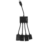Micro USB Otg 4 Port Adapter for Tablet and USB Flash Drive | Black Abs Build, Plug and Play Setup, No Driver Required, Multi-port Expansion with Power Control