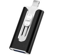 Micro USB Stick 64GB, MFi Certified Lightning, 8 Pin, 4 in1 Flash Drive 3.0 High Speed, Memory Sticks External Storage Pen Drive for iPhone/iPad/Android/PC, Easily Back Up and Save Files (Black)