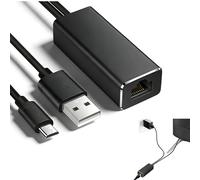 Micro USB to Ethernet Adapter 100mbps with 1m Power Cable, USB to Rj45 Lan Network Adapter Compatible with Fire TV Stick, Basic Edition, Chromecast, Roku Express, Google Home Mini and More (Black)