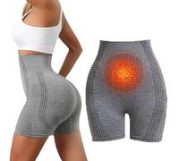 Micro-Vibration Massage Module Ice Silk lon Fiber Repair Shaping Shorts, High Waisted Ionic Shapewear, Mid-Waist Body Shaper Shorts for Women, Seamless Workout Shorts for Women (Gray,L)