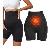 Micro-Vibration Massage Module Ice Silk lon Fiber Repair Shaping Shorts, High Waisted Ionic Shapewear, Mid-Waist Body Shaper Shorts for Women, Seamless Workout Shorts for Women (Black,L)