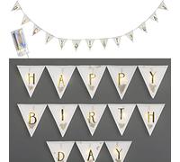 Micro Wire Fairy Lights "Happy Birthday" | Flags Print L210 cm 13 Flags | LED Warm White Battery Operated Decorative Lighting (1 x Happy Birthday Fairy Lights)