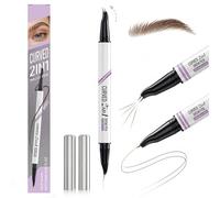 Microblading 2 in 1 Eyebrow Pencil - 30° Curved Eyebrow Pen Pro - Waterproof Brown Eye Brow Pen with 2 Tips - Magic Dual-Ended Brow Pencils for Women - Last All-Day,Defined (Drak Brown)