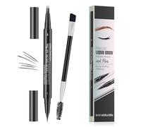 Microblading Eyebrow Pen, 2-in-1 dual-ended long-lasting eyebrow pencil, featuring micro-blade tip and precision brush tip, newly upgraded dual-ended makeup, creates natural eyeliner eyebrows (brown)