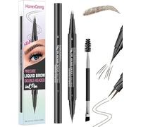 Microblading Eyebrow Pen, 2-in-1 Waterproof Brow Tint, Faux Brow, 2-Fork Tip & Ultra-Fine Point for Hair-Like Strokes, 48H Smudge-Proof, Includes Brow Brush & Comb, Natural Shades