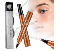 Microblading Eyebrow Pen,2025 Upgraded 3D Waterproof 4-Tip Eyebrow Pencil,Long-Lasting Natural Makeup Fine Stroke Magic Eyebrow Pencil Stay on All Day for Women,Gift for Beginners (Light Brown)
