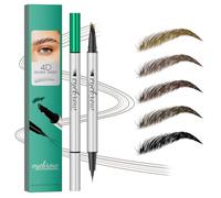 Microblading Eyebrow Pen, 2026 New Eyebrow Pencil, 2 in 1 Eye Brow Pencil with 4D Angled Brush & Precise Brush Tip, Waterproof, Long Lasting, Natural Hair-Like & Eyeliner Function (Light Brown)