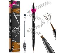 Microblading Eyebrow Pen, 3D Waterproof Eyebrow Pencil, Magical 2-in-1 Dual-Ended Eye Brow Pencils with 4 Micro-Fork Tips, Smudgeproof Liquid Eyebrow Pen for Natural Looking Brows Makeup (Light Brown)