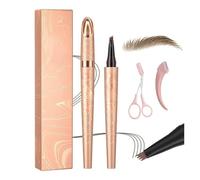 Microblading Eyebrow Pen, 3D Waterproof Premium Eye Brow Pen with 4 Tip, Long-Lasting Natural Magic Eyebrow Makeup Fine Stroke Contouring Pencil Stay on All Day(Light Brown)