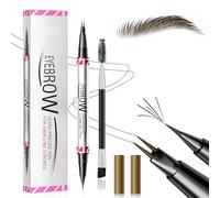 Microblading Eyebrow Pen - Black Brown Eye Brow Pencil - 2 Fork Tip Waterproof eyebrow Pencil Dark Brown - Magic Eyebrow Filler Pen Micro Fine for Beginners Create Natural Brows