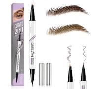 Microblading Eyebrow Pen - Dark Brown Eyebrow Pencil - Waterproof Liquid Eye Brow Pen - Magic 2-Prone Micro Fork Brow Pencil for Natural Hair-Like Brows & Eyeliner, Long Lasting Makeup for Women