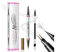 Microblading Eyebrow Pen, Dual Ended Eyebrow Pencil with 2 Micro-Fork-Tip, 3D Waterproof Smudgeproof Eye Brow Pencil with Brow Brush, Liquid Brow Pencil Creates Natural Hair-Like Brows (Dark Brown)