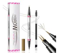 Microblading Eyebrow Pen, Dual Ended Eyebrow Pencil with 2 Micro-Fork-Tip, 3D Waterproof Smudgeproof Eye Brow Pencil with Brow Brush, Liquid Brow Pencil Creates Natural Hair-Like Brows (Light Brown)