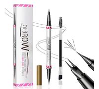 Microblading Eyebrow Pen, Dual Ended Eyebrow Pencil with 2 Micro-Fork-Tip, 3D Waterproof Smudgeproof Eye Brow Pencil with Brow Brush, Liquid Brow Pencil for Natural Looking Defined Eyebrows (Black)