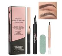 Microblading Eyebrow Pen, Eye brow Pencil Kit with Solid and Liquid Brow Pencil, Long-Lasting Brow Pencil with Refill & Spoolie Brush Smudge Proof & Waterproof brow Pens for Natural Makeup(Brown)