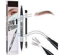 Microblading Eyebrow Pen - Magic Eyebrow Pencil 2 in 1-2 Fork Eyebrow Pen Upgraded 3D Waterproof Eyebrow Pencil - Dual-Ended Natural Eyebrow Makeup with Precise Brush (Brown)