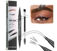 Microblading Eyebrow Pen Waterproof, Eyebrow Pencil, Brow Pencil 2-in-1 Dual-Ended Microblading Eyebrow Pen with Micro-Fork-Tip and Precise Brush-Tip Create Natural Hair-Like Brows (Black brown)