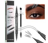 Microblading Eyebrow Pen Waterproof, Eyebrow Pencil, Brow Pencil 2-in-1 Dual-Ended Microblading Eyebrow Pen with Micro-Fork-Tip and Precise Brush-Tip Create Natural Hair-Like Brows (Black)