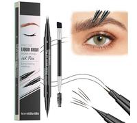 Microblading Eyebrow Pen Waterproof, Eyebrow Pencil, Brow Pencil 2-in-1 Dual-Ended Microblading Eyebrow Pen with Micro-Fork-Tip and Precise Brush-Tip Create Natural Hair-Like Brows (Brown)