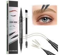 Microblading Eyebrow Pen Waterproof, Eyebrow Pencil, Brow Pencil 2-in-1 Dual-Ended Microblading Eyebrow Pen with Micro-Fork-Tip and Precise Brush-Tip Create Natural Hair-Like Brows (Light brown)