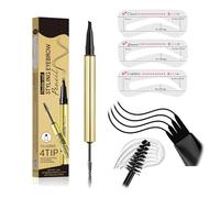 Microblading Eyebrow Pen with 4 Fork Tip & Gel & 3 Eyebrow Cards, 2-in-1 Brow Pen and Sealing Brow, Precise Brush Create Natural Hair-Like Brows, Waterproof, Last All Day, Defined (Black)