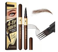 Microblading Eyebrow Pen with 4 Fork Tip,Precise Brush Create Natural Hair-Like Strokes Waterproof Sweatproof for Women,Smudge-Proof & Long-Lasting,Defined Eyebrow Pen for Sparse Brows (Dark Brown)