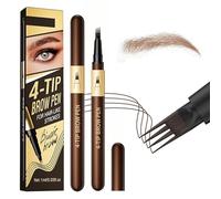 Microblading Eyebrow Pen with 4 Fork Tip,Precise Brush Create Natural Hair-Like Strokes Waterproof Sweatproof for Women,Smudge-Proof & Long-Lasting,Defined Eyebrow Pen for Sparse Brows (Brown)