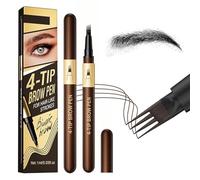 Microblading Eyebrow Pen with 4 Fork Tip,Precise Brush Create Natural Hair-Like Strokes Waterproof Sweatproof for Women,Smudge-Proof & Long-Lasting,Defined Eyebrow Pen for Sparse Brows (Black)