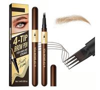 Microblading Eyebrow Pen with 4 Fork Tip,Precise Brush Create Natural Hair-Like Strokes Waterproof Sweatproof for Women,Smudge-Proof & Long-Lasting,Defined Eyebrow Pen for Sparse Brows (Light Brown)